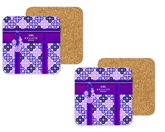 Coach Inspired Cork Backing Drink Coaster x2 (157)