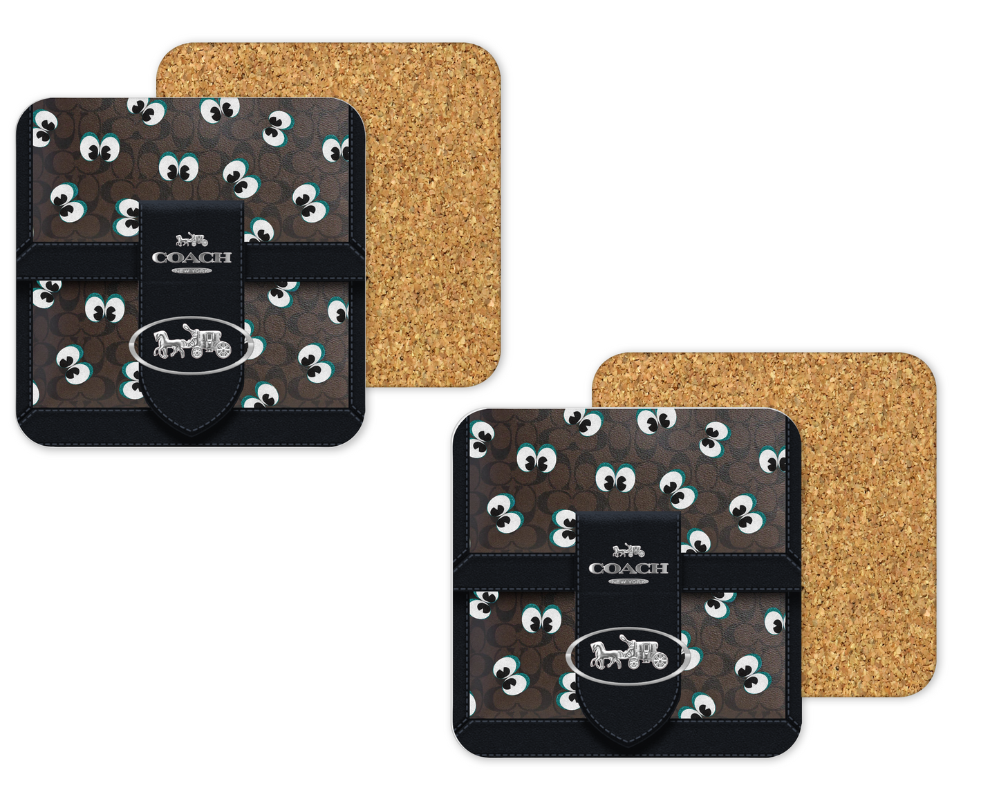 Coach Inspired Cork Backing Drink Coaster x2 (147)