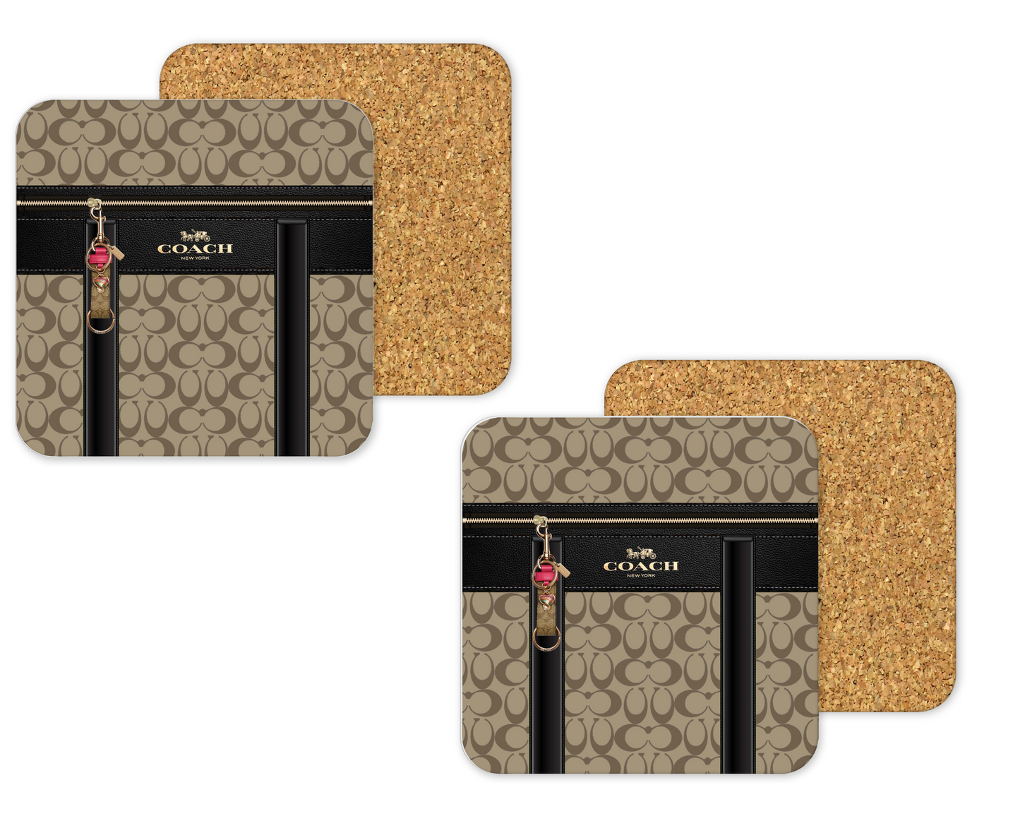 Coach Inspired Cork Backing Drink Coaster x2 (057)