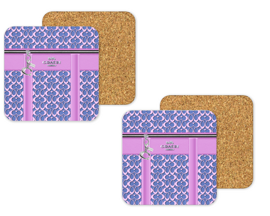 Coach Inspired Cork Backing Drink Coaster x2 (201)