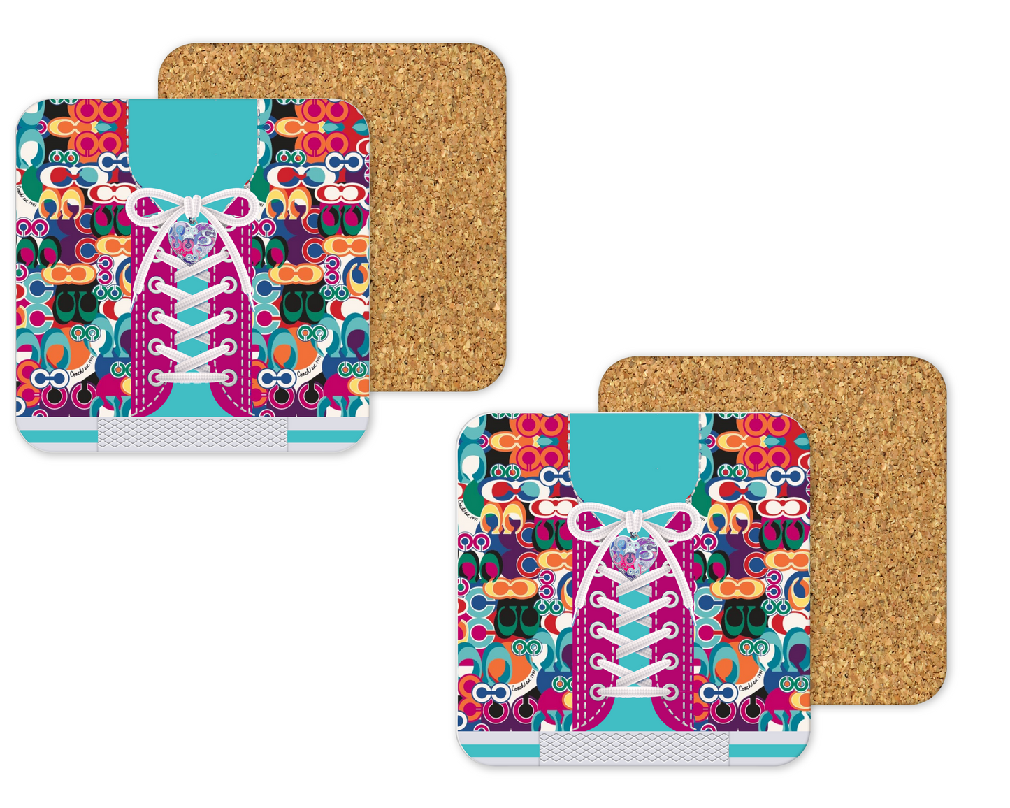 Coach Inspired Cork Backing Drink Coaster x2 (035)