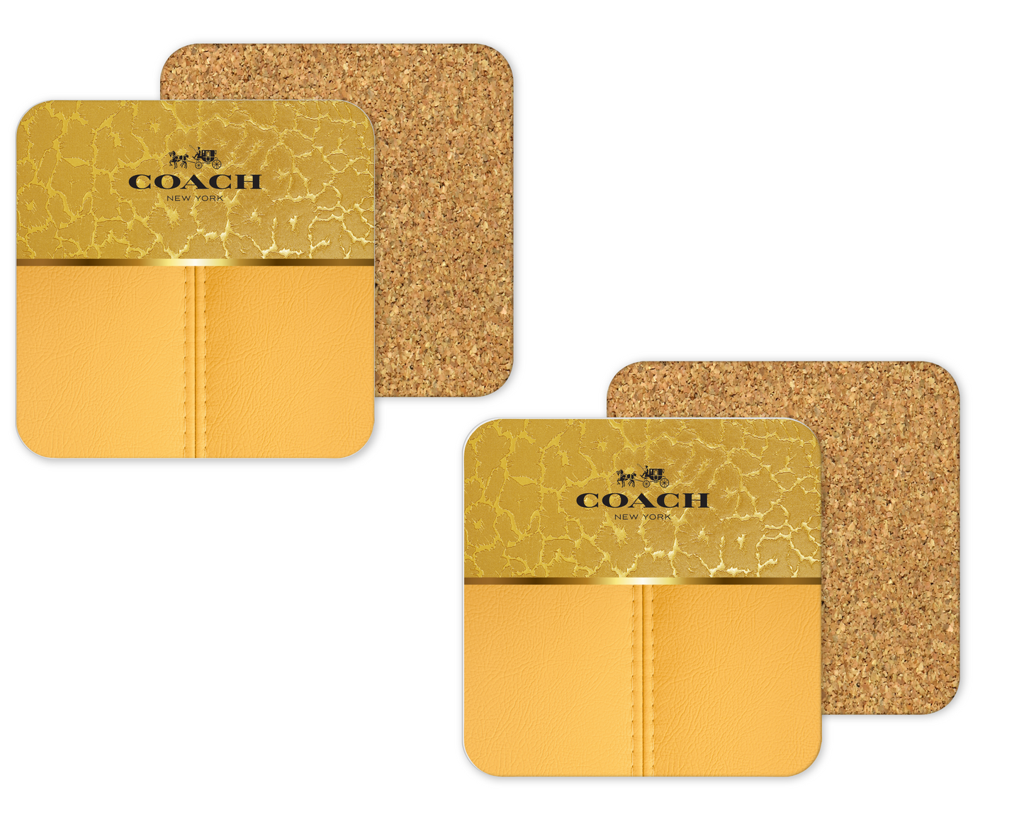 Coach Inspired Cork Backing Drink Coaster x2 (005)