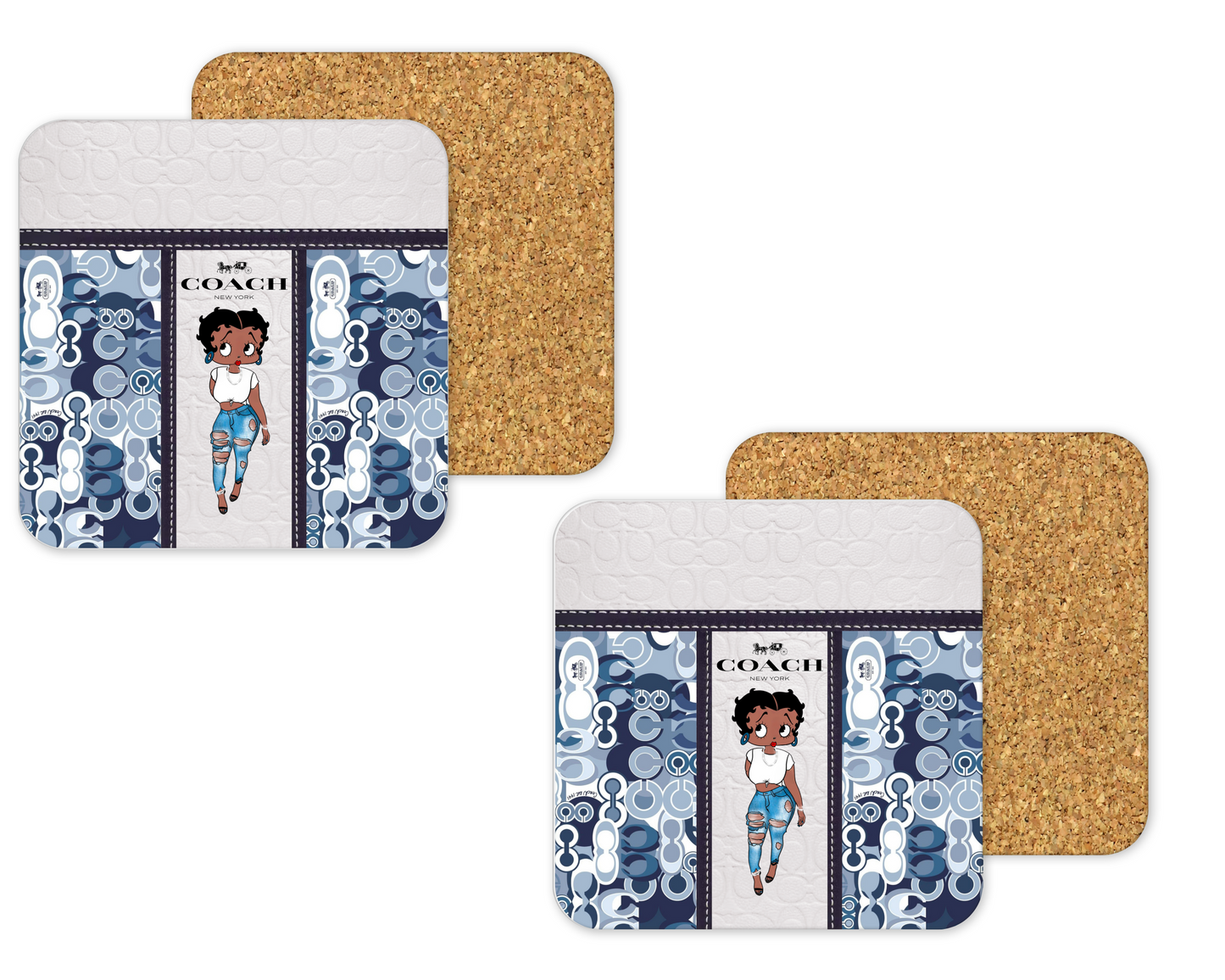 Coach Inspired Cork Backing Drink Coaster x2 (136)