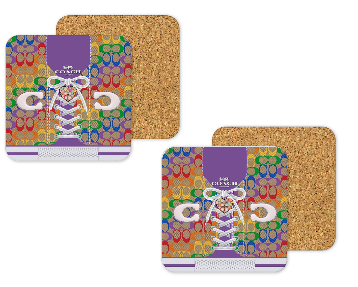 Coach Inspired Cork Backing Drink Coaster x2 (034)