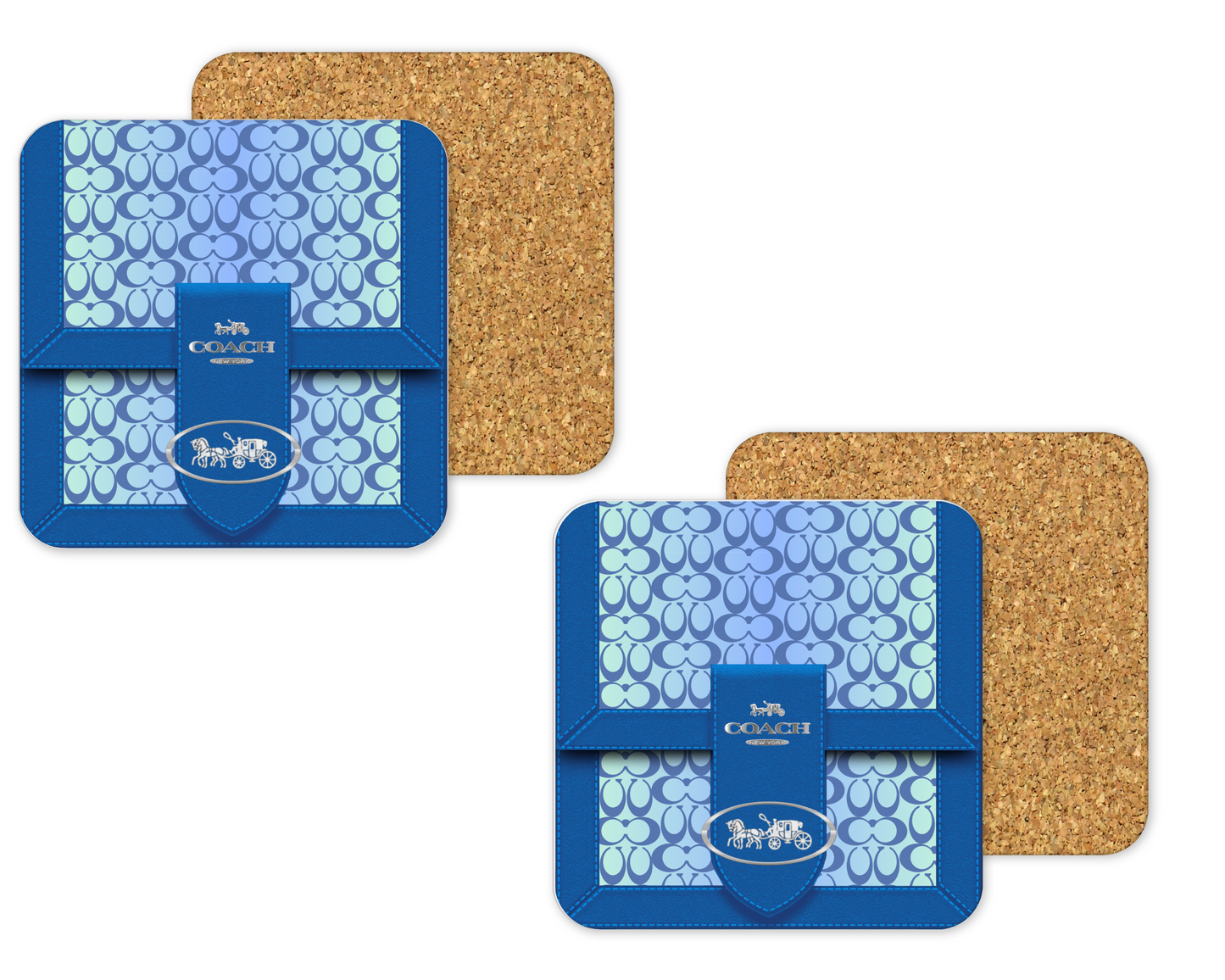 Coach Inspired Cork Backing Drink Coaster x2 (046)