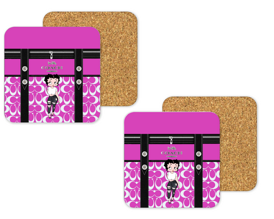 Coach Inspired Cork Backing Drink Coaster x2 (156)