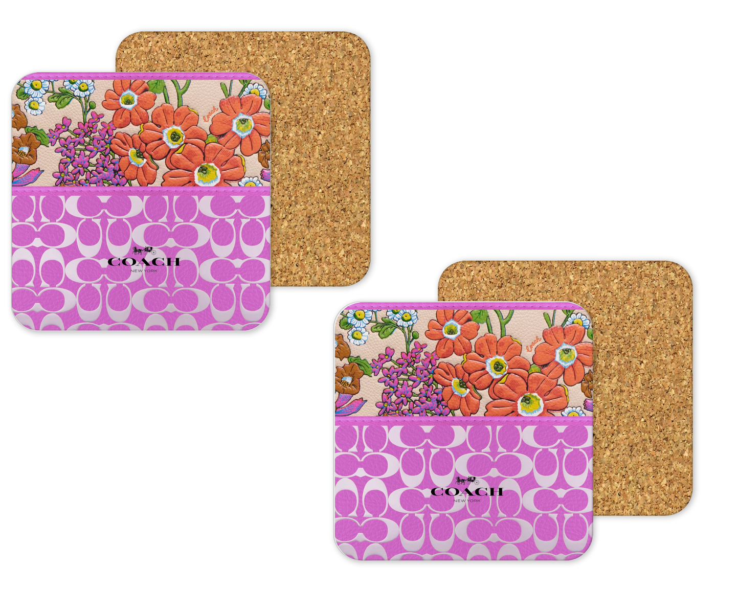 Coach Inspired Cork Backing Drink Coaster x2 (126)