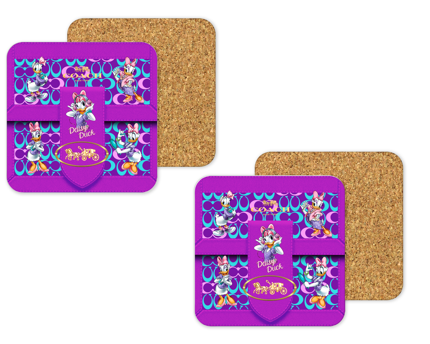 Coach Inspired Cork Backing Drink Coaster x2 (194)