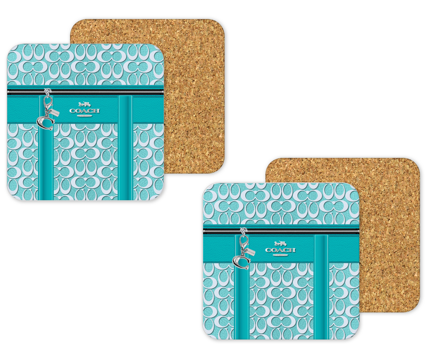 Coach Inspired Cork Backing Drink Coaster x2 (166)