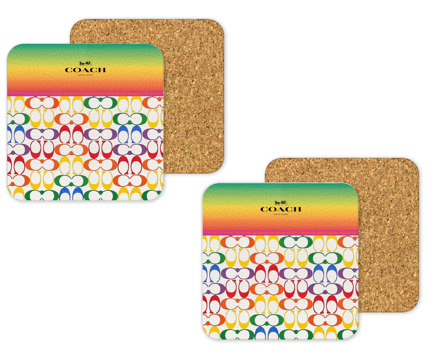 Coach Inspired Cork Backing Drink Coaster x2 (107)