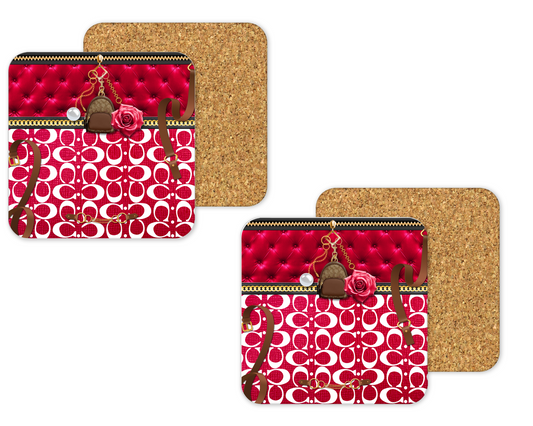 Coach Inspired Cork Backing Drink Coaster x2 (025)