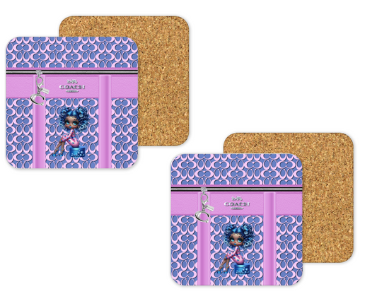 Coach Inspired Cork Backing Drink Coaster x2 (200)