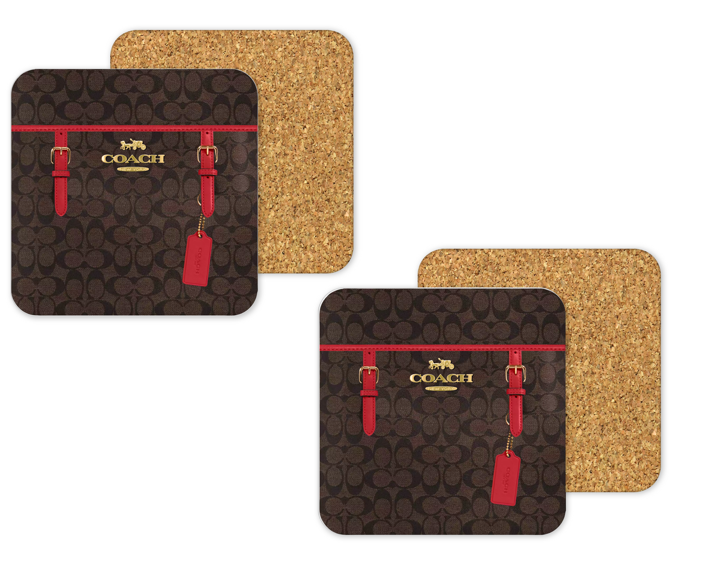 Coach Inspired Cork Backing Drink Coaster x2 (096)