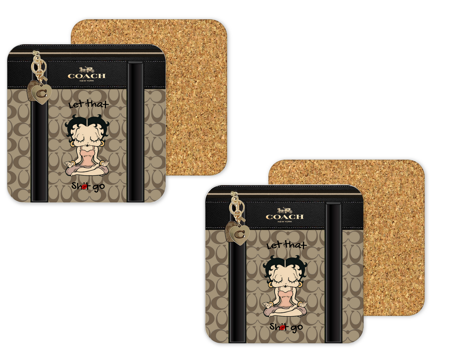 Coach Inspired Cork Backing Drink Coaster x2 (076)