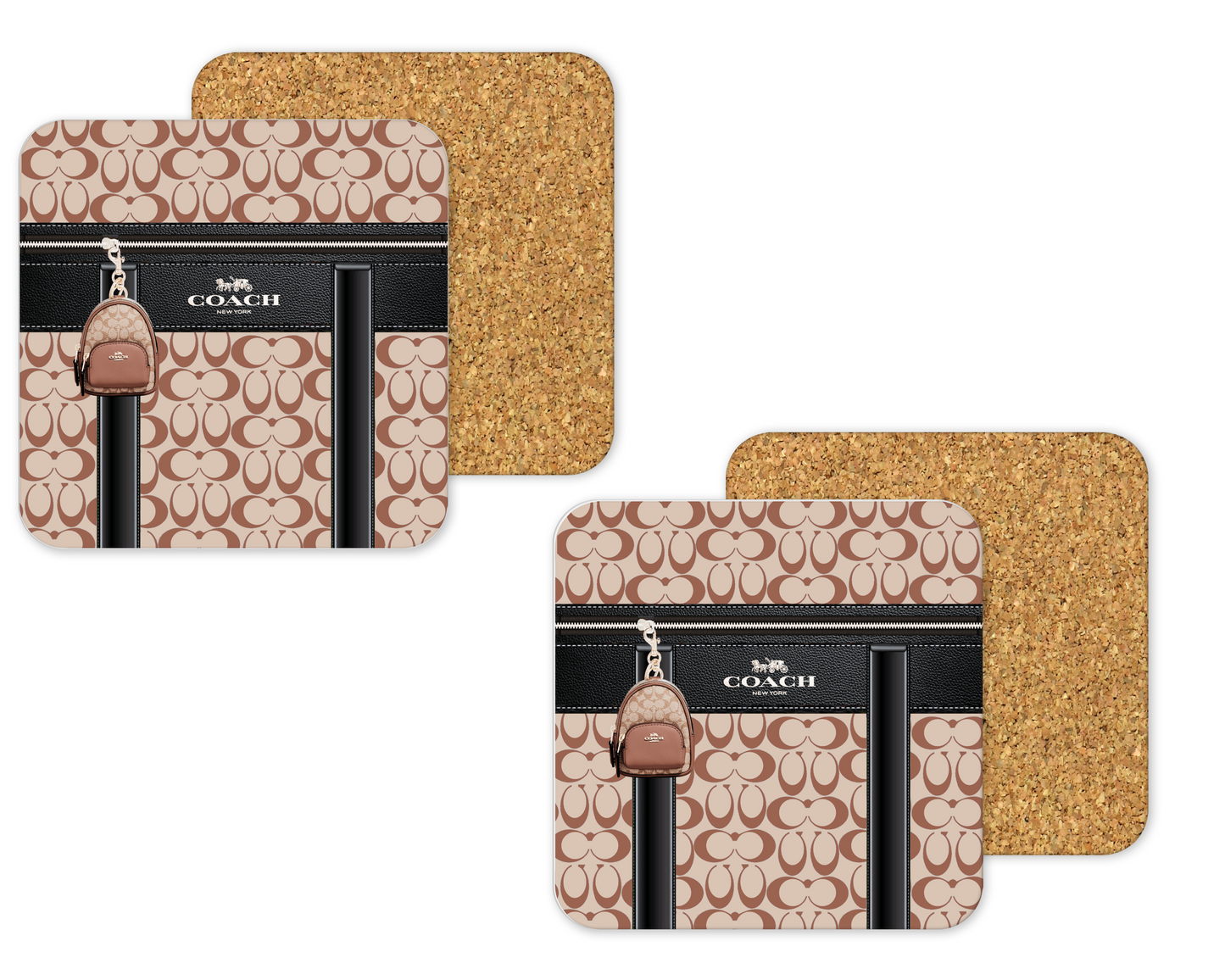 Coach Inspired Cork Backing Drink Coaster x2 (146)