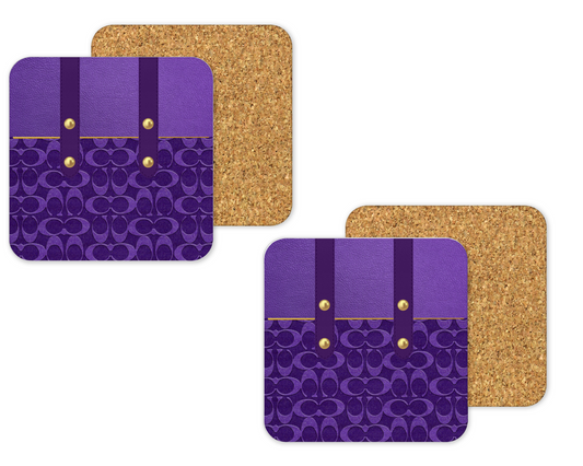 Coach Inspired Cork Backing Drink Coaster x2 (014)