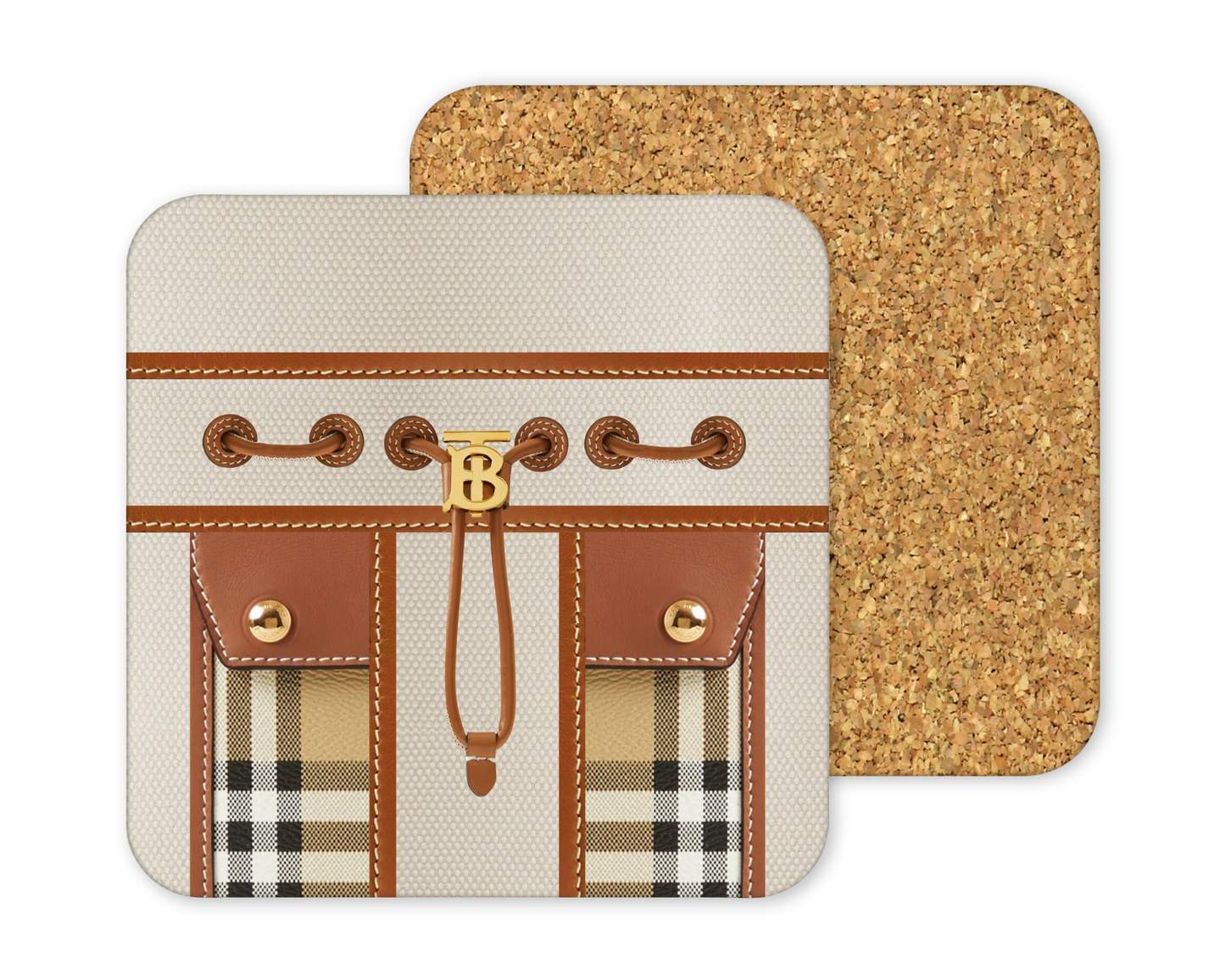 Burberry Inspired Cork Backing Drink Coaster x2 (005)