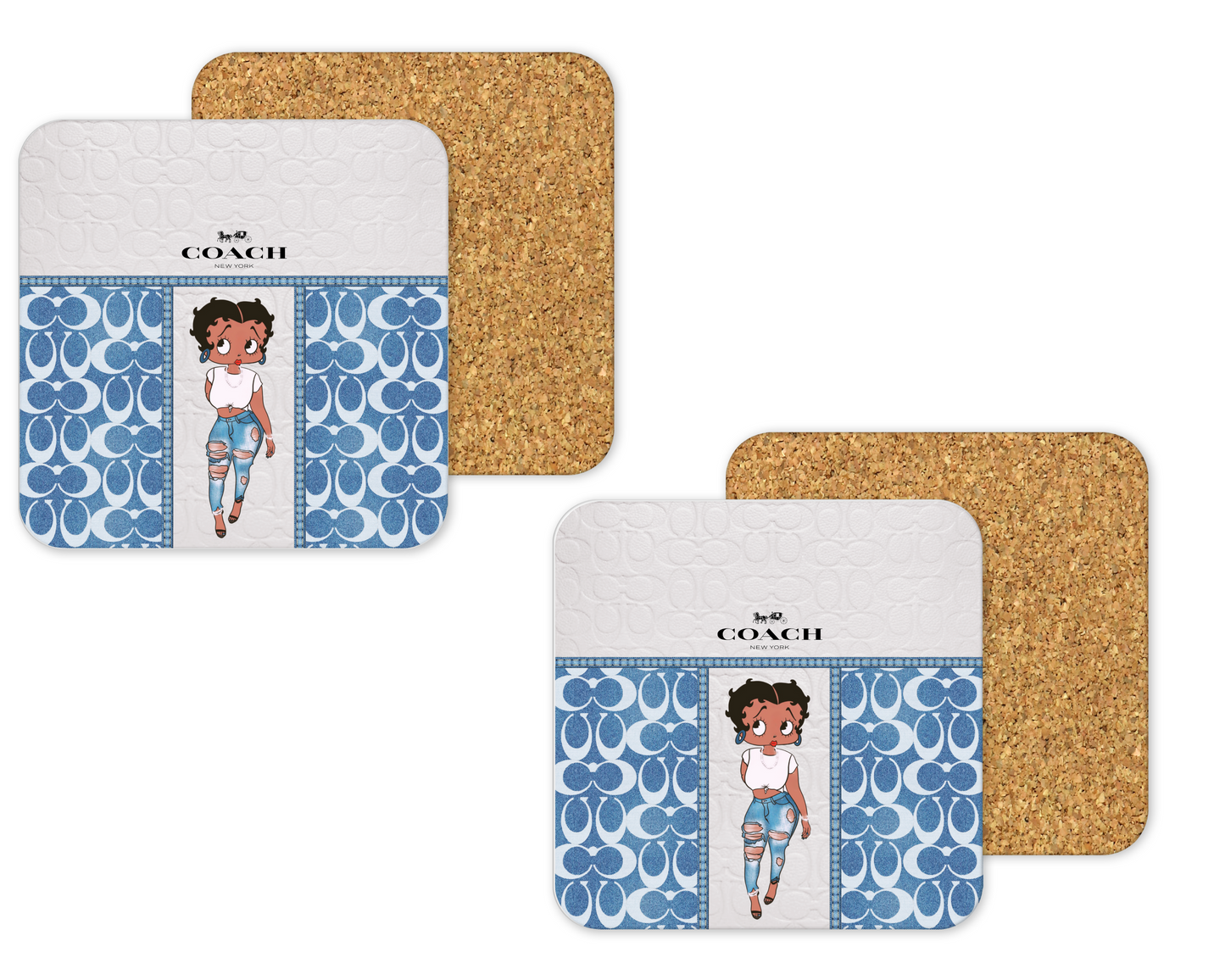 Coach Inspired Cork Backing Drink Coaster x2 (135)