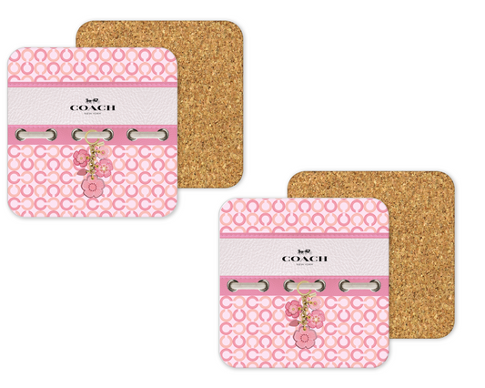 Coach Inspired Cork Backing Drink Coaster x2 (087)