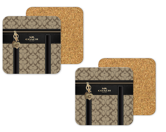 Coach Inspired Cork Backing Drink Coaster x2 (093)