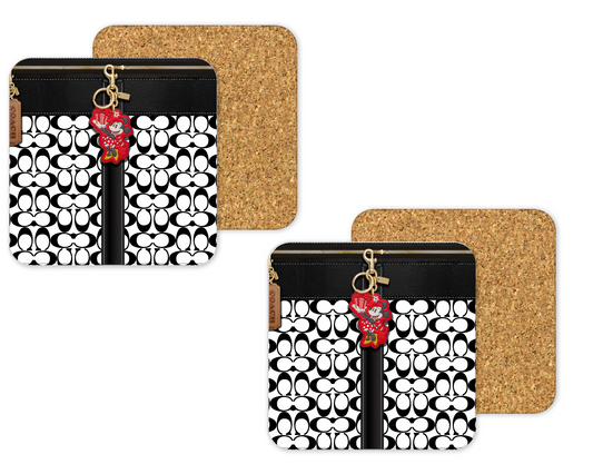 Coach Inspired Cork Backing Drink Coaster x2 (026)