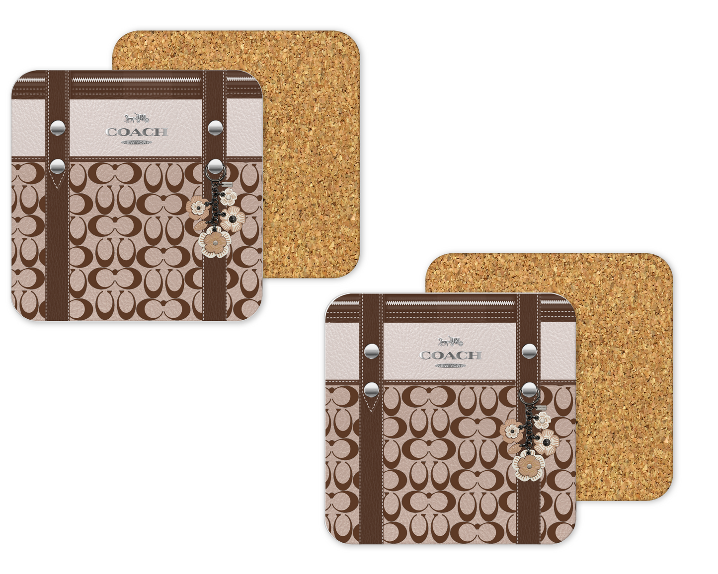 Coach Inspired Cork Backing Drink Coaster x2 (153)