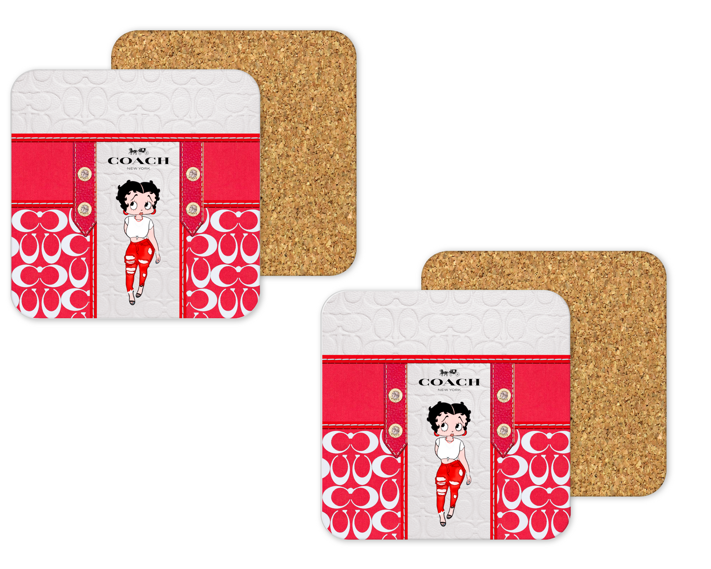 Coach Inspired Cork Backing Drink Coaster x2 (075)