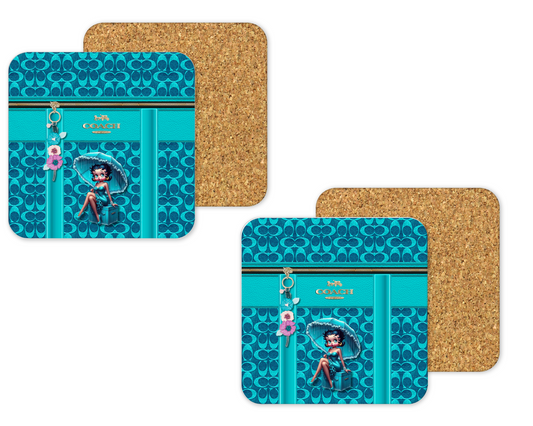 Coach Inspired Cork Backing Drink Coaster x2 (104)