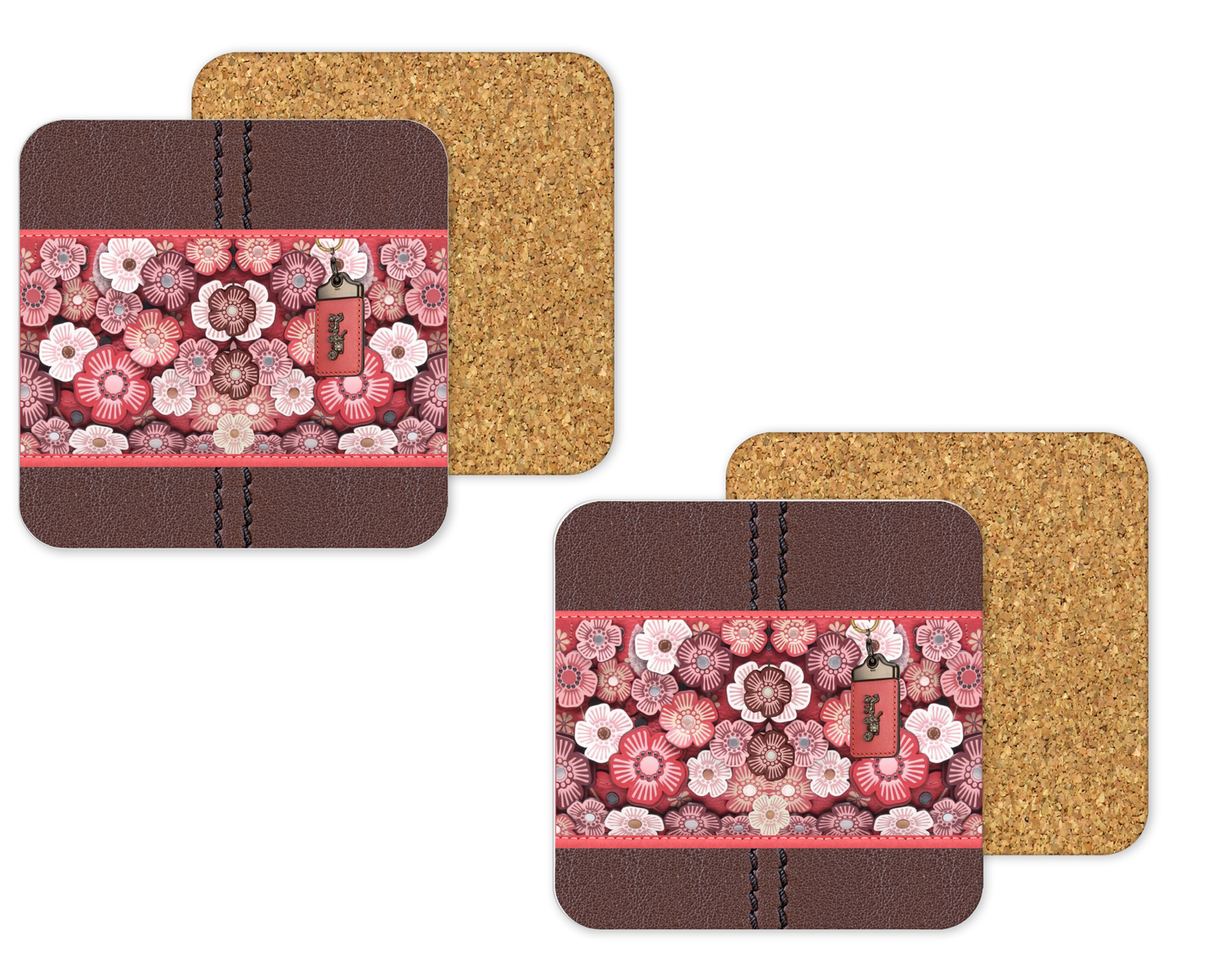 Coach Inspired Cork Backing Drink Coaster x2 (125)