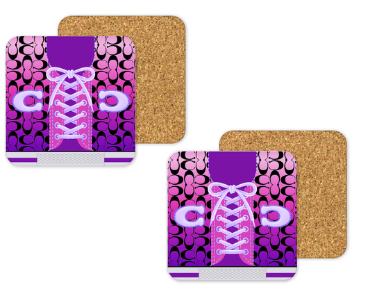 Coach Inspired Cork Backing Drink Coaster x2 (033)