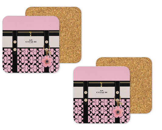 Coach Inspired Cork Backing Drink Coaster x2 (065)