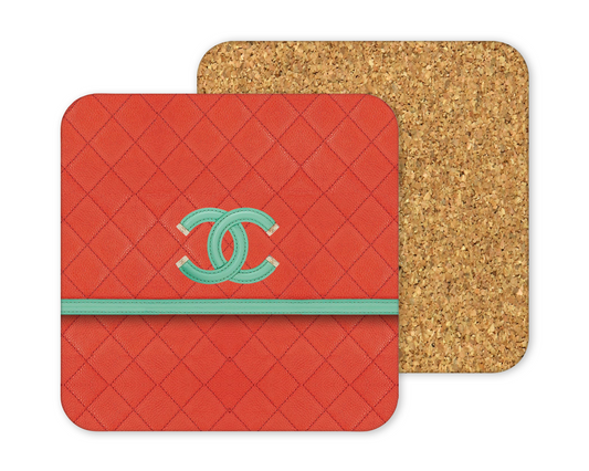 Chanel Inspired Cork Backing Drink Coaster x2 (003)