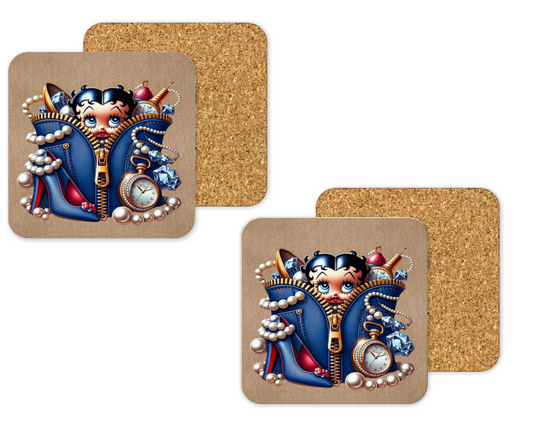 Coach Inspired Cork Backing Drink Coaster x2 (013)