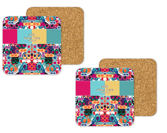 Coach Inspired Cork Backing Drink Coaster x2 (074)