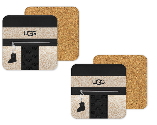 Ugg Inspired Cork Backing Drink Coaster x2 (003)