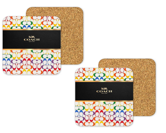 Coach Inspired Cork Backing Drink Coaster x2 (053)