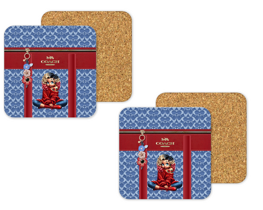 Coach Inspired Cork Backing Drink Coaster x2 (105)