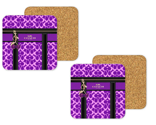 Coach Inspired Cork Backing Drink Coaster x2 (064)