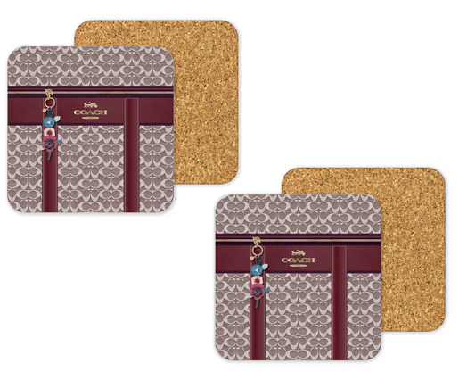 Coach Inspired Cork Backing Drink Coaster x2 (163)