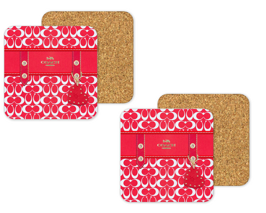 Coach Inspired Cork Backing Drink Coaster x2 (086)