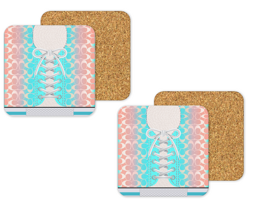 Coach Inspired Cork Backing Drink Coaster x2 (031)