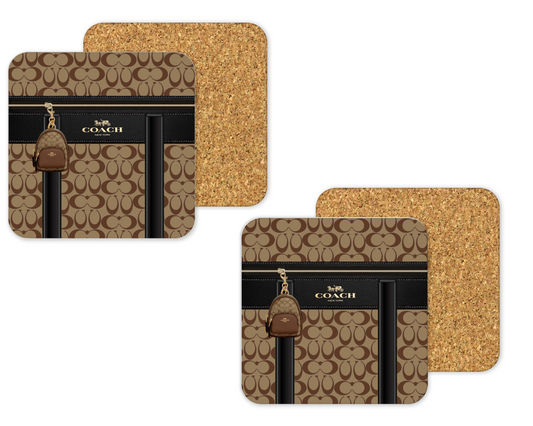 Coach Inspired Cork Backing Drink Coaster x2 (091)