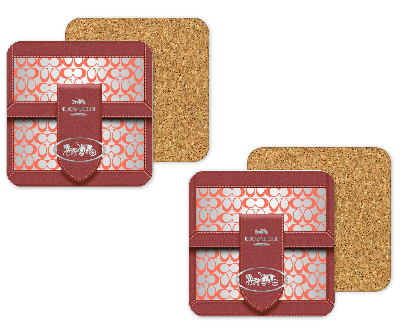 Coach Inspired Cork Backing Drink Coaster x2 (155)