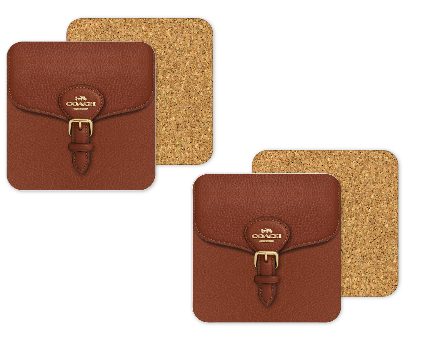 Coach Inspired Cork Backing Drink Coaster x2 (044)