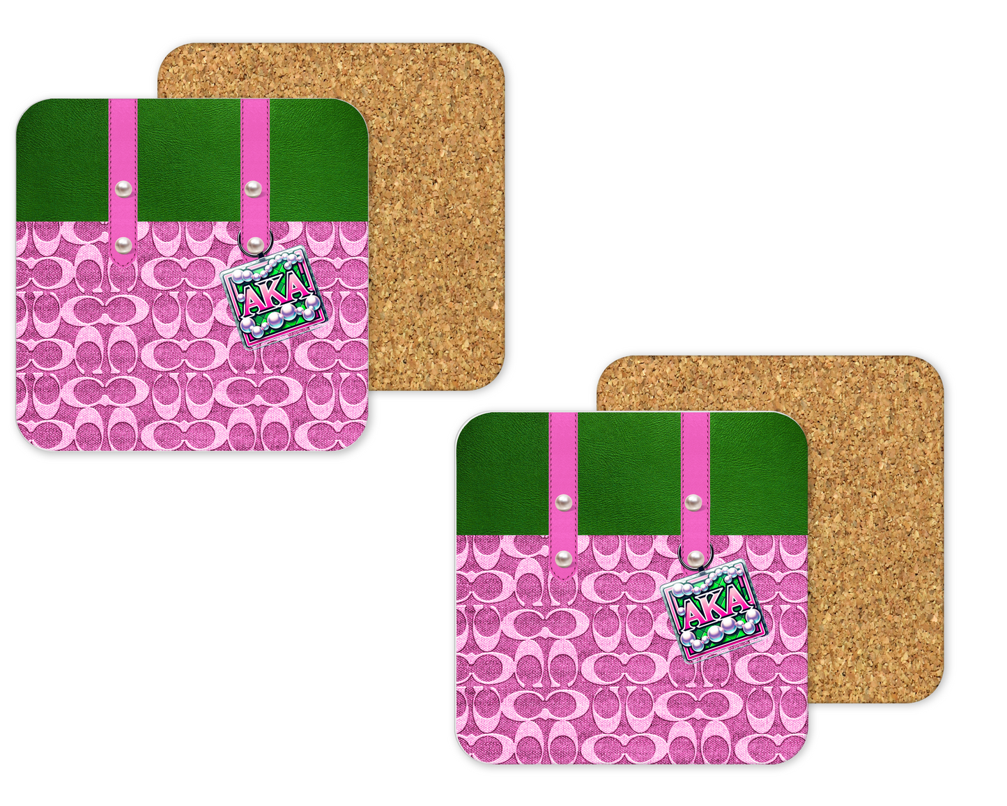 Coach Inspired Cork Backing Drink Coaster x2 (003)