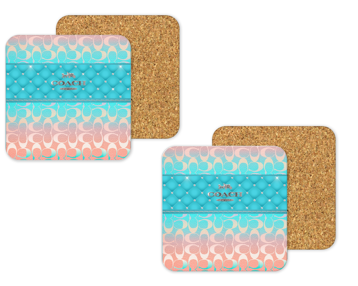 Coach Inspired Cork Backing Drink Coaster x2 (124)