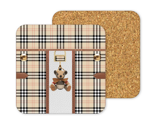 Burberry Inspired Cork Backing Drink Coaster x2 (007)