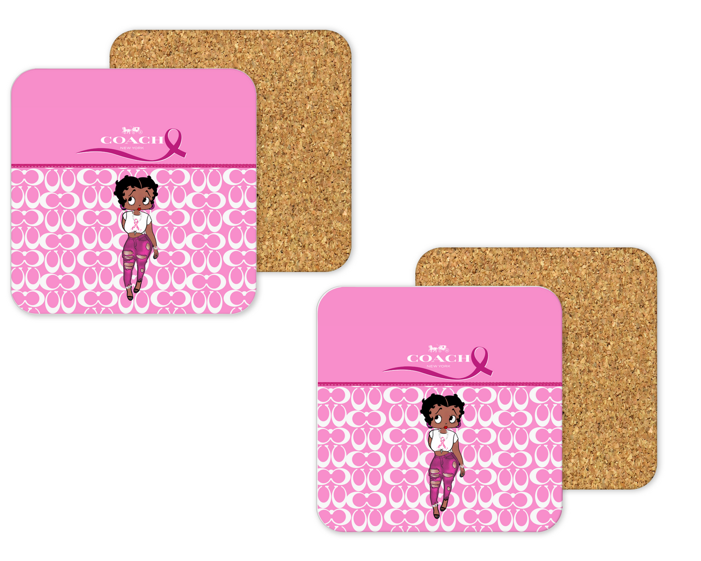 Coach Inspired Cork Backing Drink Coaster x2 (133)