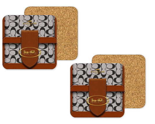 Coach Inspired Cork Backing Drink Coaster x2 (004)