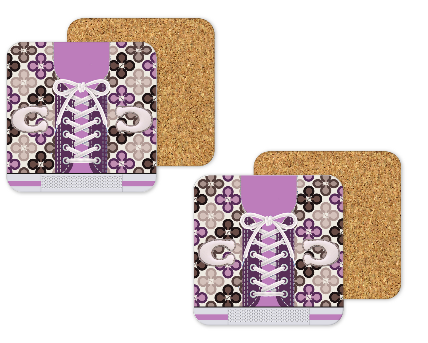 Coach Inspired Cork Backing Drink Coaster x2 (032)